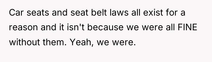 Car seats and seat belt laws all exist for a...