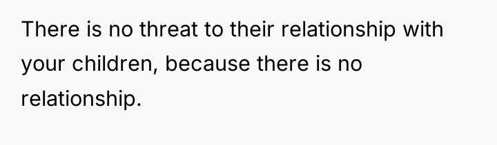 There is no threat to their relationship with your children,...