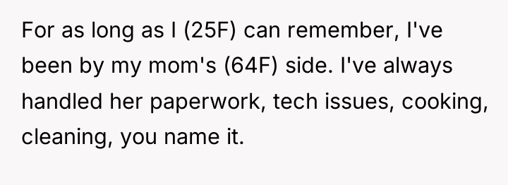 For as long as I (25F) can remember, I've been...