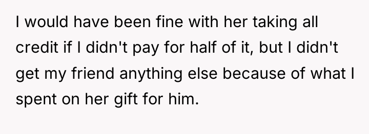 I would have been fine with her taking all credit...