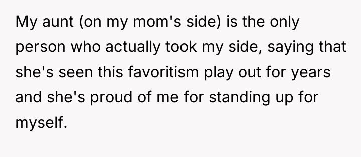My aunt (on my mom's side) is the only person...