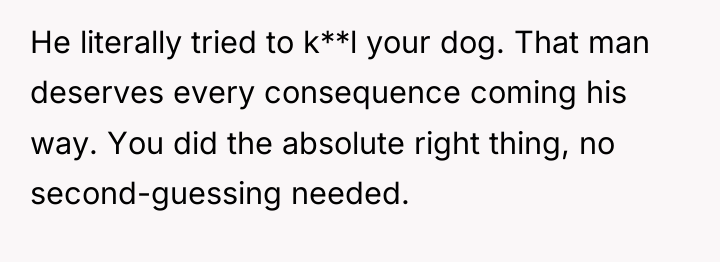 He literally tried to k**l your dog. That man deserves...