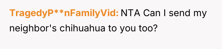 TragedyP**nFamilyVid NTA Can I send my neighbor's chihuahua to you...