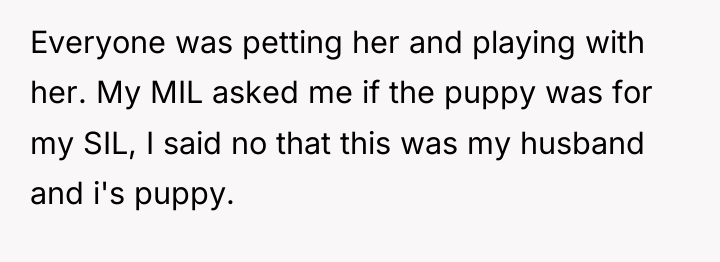 Everyone was petting her and playing with her. My MIL...