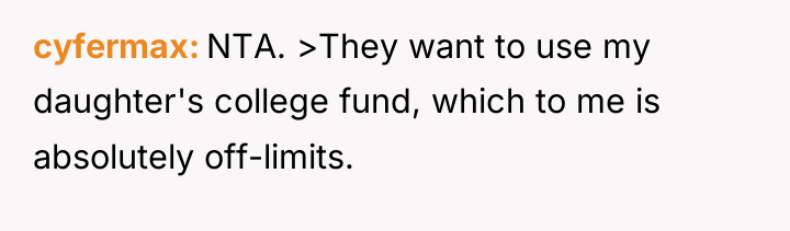 cyfermax NTA. >They want to use my daughter's college fund,...