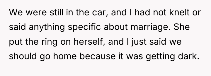 We were still in the car, and I had not...