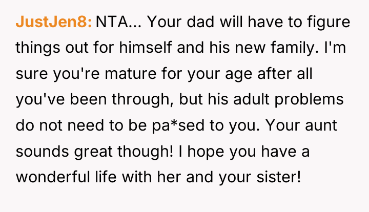 JustJen8 NTA... Your dad will have to figure things out...