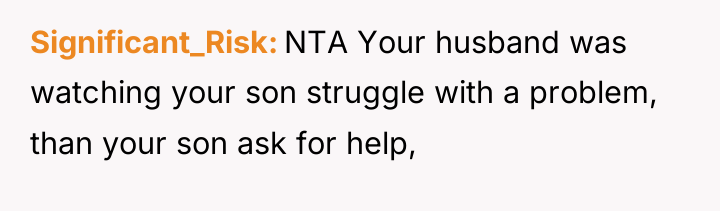 Significant_Risk NTA Your husband was watching your son struggle with...