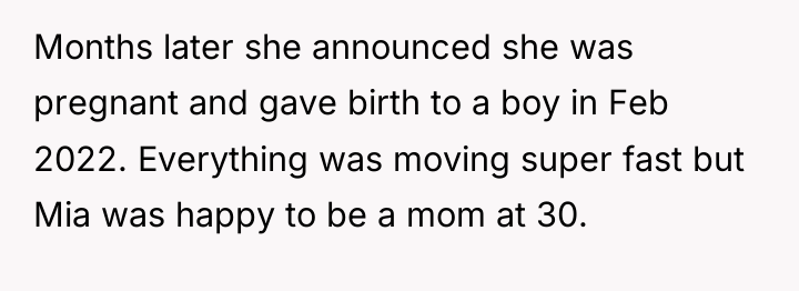 Months later she announced she was pregnant and gave birth...