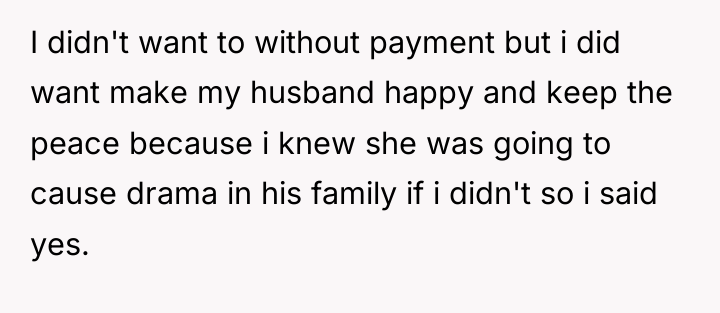 I didn't want to without payment but i did want...