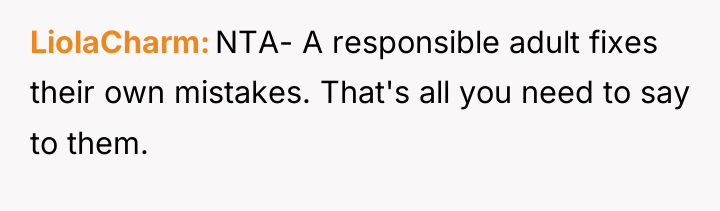 LiolaCharm NTA- A responsible adult fixes their own mistakes. That's...