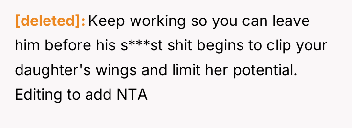 [deleted] Keep working so you can leave him before his...