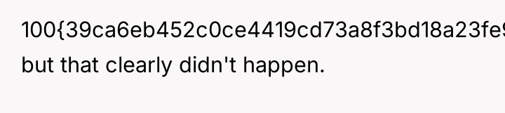 100{39ca6eb452c0ce4419cd73a8f3bd18a23fe95ab4febb092bc2ab1b542eeea82f} but that clearly didn't happen.