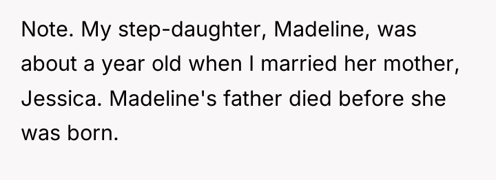 Note. My step-daughter, Madeline, was about a year old when...