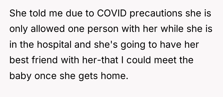 She told me due to COVID precautions she is only...