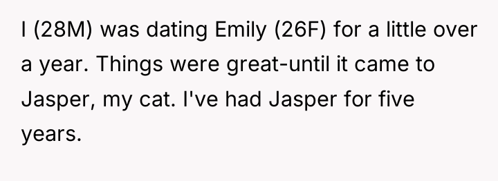 I (28M) was dating Emily (26F) for a little over...