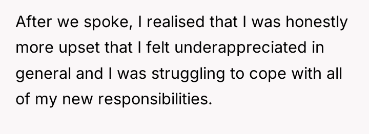 After we spoke, I realised that I was honestly more...