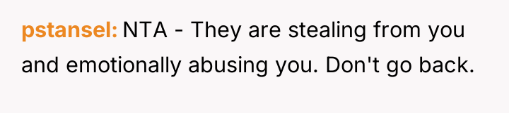 pstansel NTA - They are stealing from you and emotionally...
