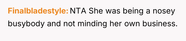Finalbladestyle NTA She was being a nosey busybody and not...