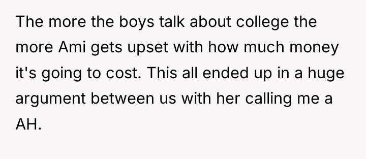 The more the boys talk about college the more Ami...