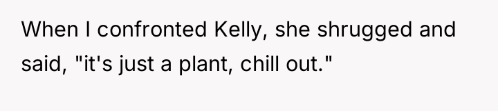 When I confronted Kelly, she shrugged and said, "it's just...