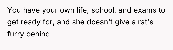 You have your own life, school, and exams to get...