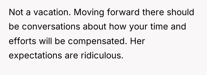Not a vacation. Moving forward there should be conversations about...