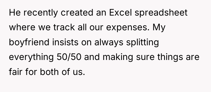 He recently created an Excel spreadsheet where we track all...