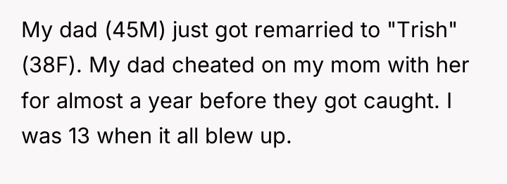 My dad (45M) just got remarried to "Trish" (38F). My...