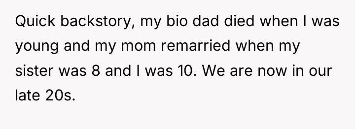Quick backstory, my bio dad died when I was young...
