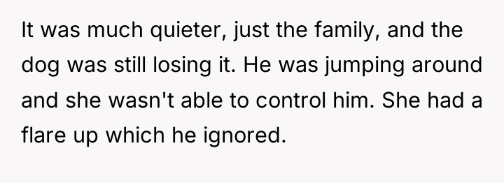It was much quieter, just the family, and the dog...