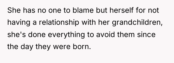 She has no one to blame but herself for not...