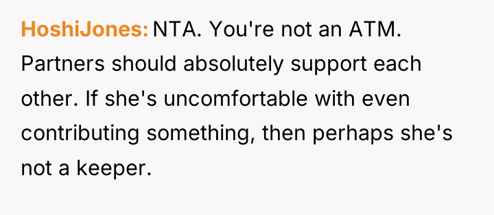 HoshiJones NTA. You're not an ATM. Partners should absolutely support...