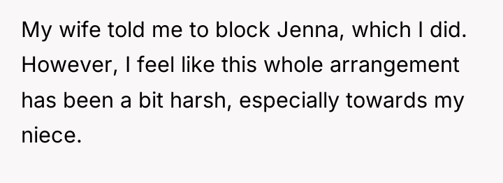 My wife told me to block Jenna, which I did....