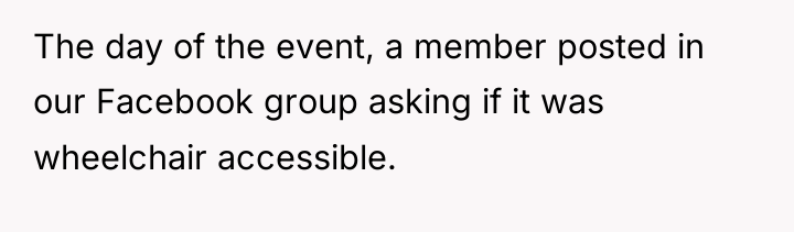 The day of the event, a member posted in our...