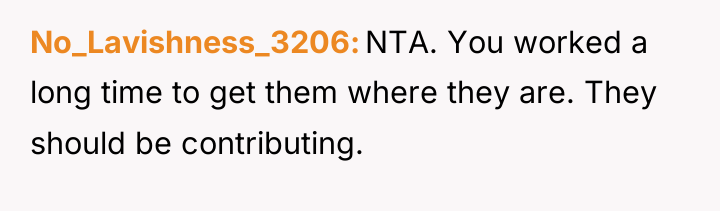No_Lavishness_3206 NTA. You worked a long time to get them...