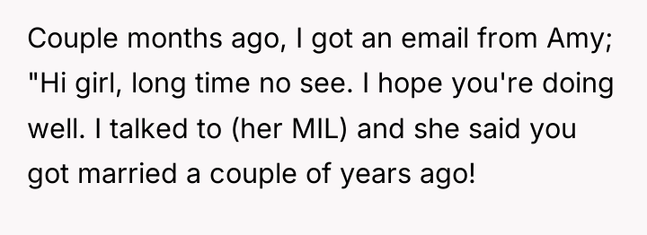 Couple months ago, I got an email from Amy; "Hi...