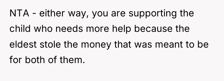 NTA - either way, you are supporting the child who...