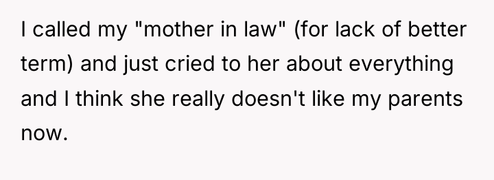 I called my "mother in law" (for lack of better...