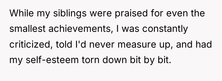 While my siblings were praised for even the smallest achievements,...