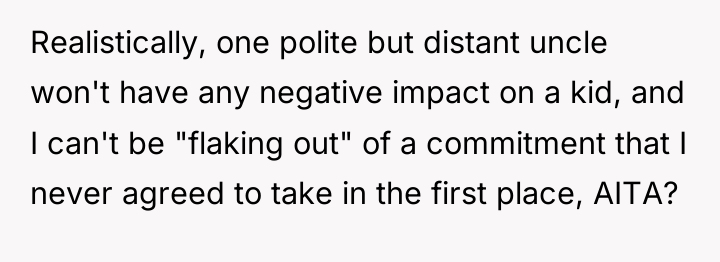 Realistically, one polite but distant uncle won't have any negative...