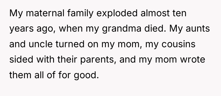 My maternal family exploded almost ten years ago, when my...