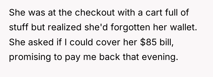 She was at the checkout with a cart full of...