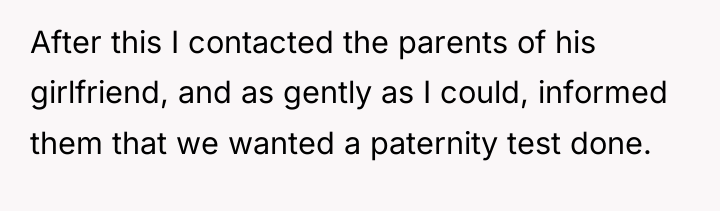 After this I contacted the parents of his girlfriend, and...