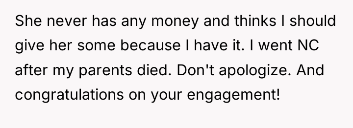 She never has any money and thinks I should give...