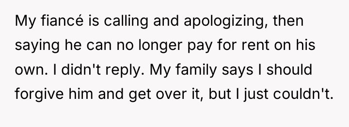 My fiancé is calling and apologizing, then saying he can...
