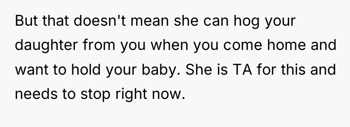 But that doesn't mean she can hog your daughter from...