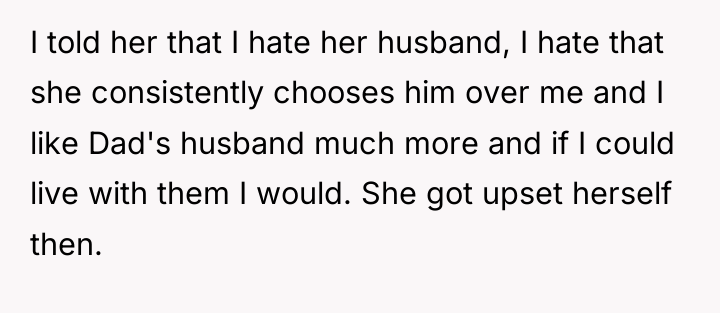 I told her that I hate her husband, I hate...