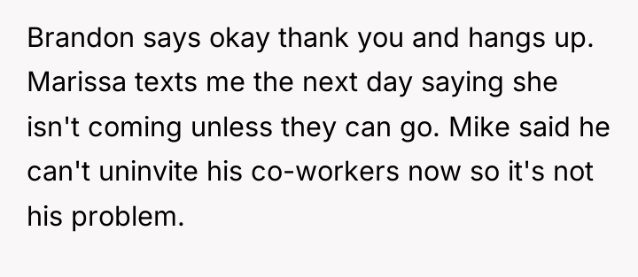 Brandon says okay thank you and hangs up. Marissa texts...