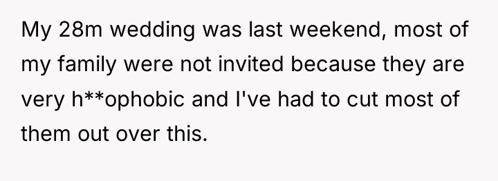 My 28m wedding was last weekend, most of my family...
